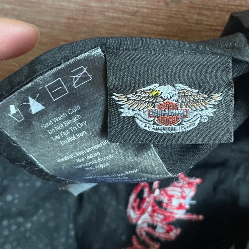 Harley-Davidson Black Bandana with Red and Gold Embroidery